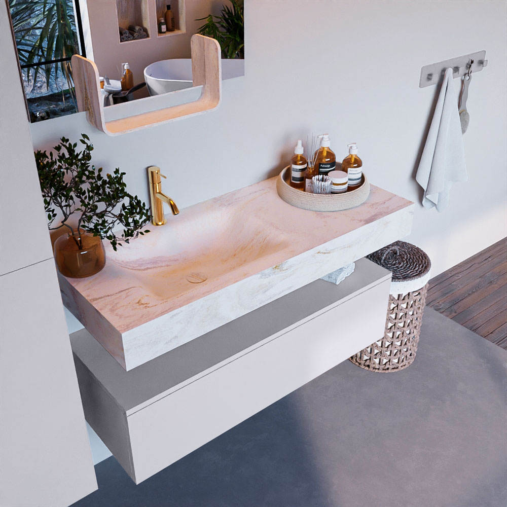 MONDIAZ ALAN-DLUX 110cm mueble de baño Cale 1 cajón. Lavabo CLOUD Izquierda 1 orificio color Ostra. 1 MONDIAZ ALAN-DLUX 110cm mueble de baño Cale 1 cajón. Lavabo CLOUD Izquierda 1 orificio color Ostra.