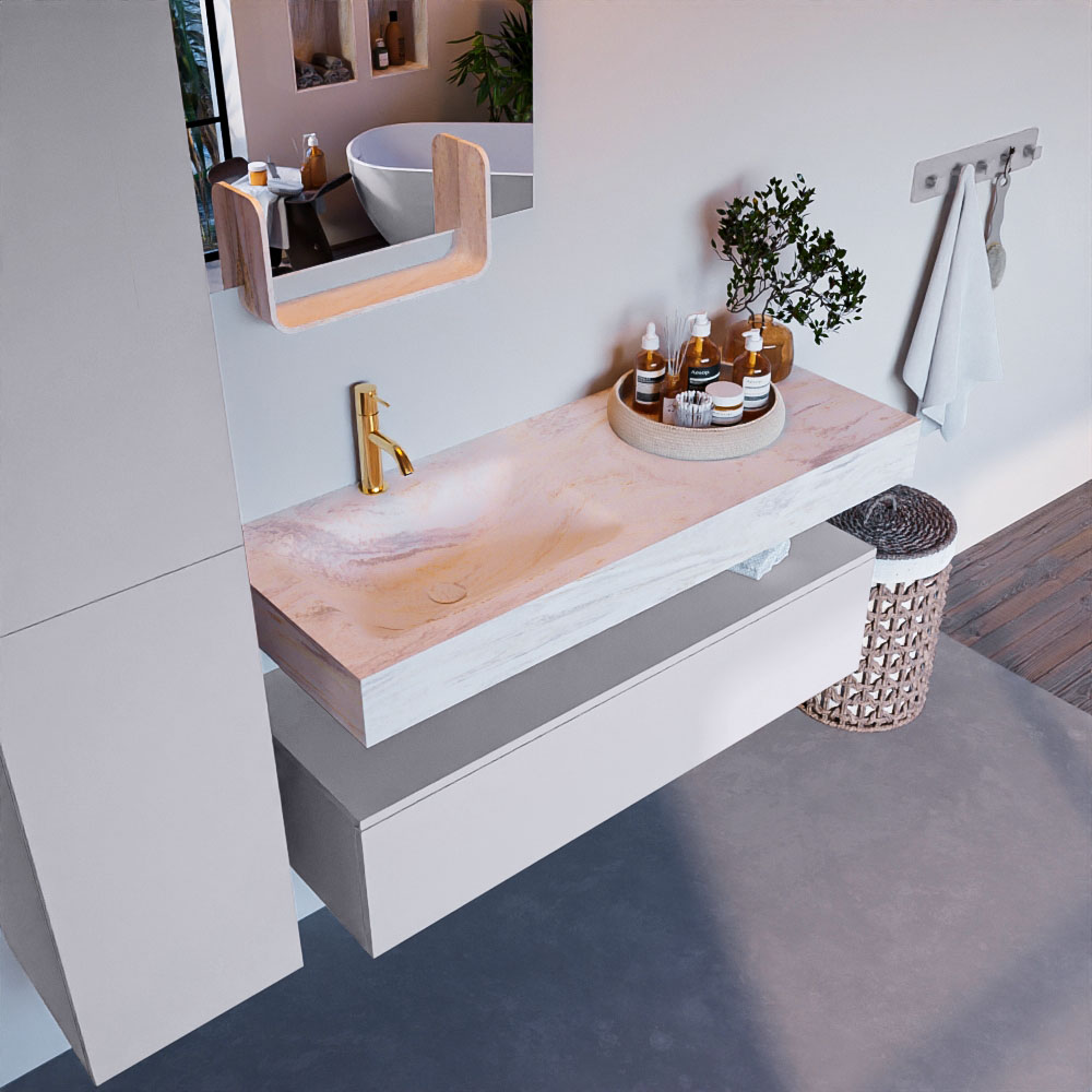 MONDIAZ ALAN-DLUX 120cm mueble de baño Cale 1 cajón. Lavabo CLOUD Izquierda 1 orificio color Ostra. 1 MONDIAZ ALAN-DLUX 120cm mueble de baño Cale 1 cajón. Lavabo CLOUD Izquierda 1 orificio color Ostra.