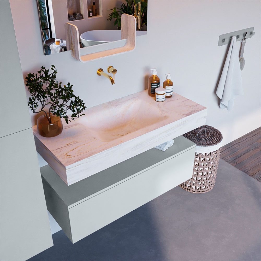 MONDIAZ ALAN-DLUX 100cm mueble de baño Clay 1 cajón. Lavabo CLOUD Centro sin orificios color Ostra. 1 MONDIAZ ALAN-DLUX 100cm mueble de baño Clay 1 cajón. Lavabo CLOUD Centro sin orificios color Ostra.