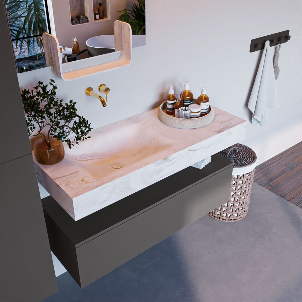 MONDIAZ ALAN-DLUX 110cm mueble de baño Dark Grey 1 cajón. Lavabo CLOUD Izquierda sin orificios color Ostra. 1 MONDIAZ ALAN-DLUX 110cm mueble de baño Dark Grey 1 cajón. Lavabo CLOUD Izquierda sin orificios color Ostra.