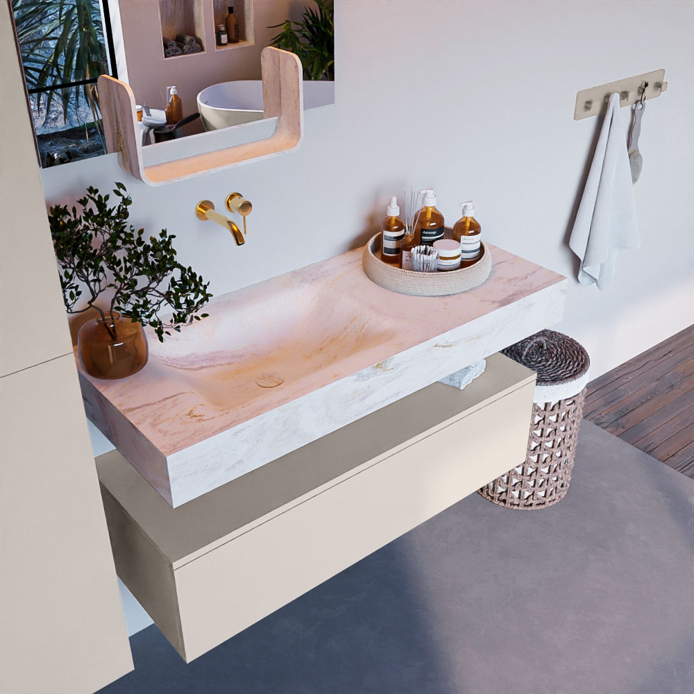 MONDIAZ ALAN-DLUX 110cm mueble de baño Linen 1 cajón. Lavabo CLOUD Izquierda sin orificios color Ostra. 1 MONDIAZ ALAN-DLUX 110cm mueble de baño Linen 1 cajón. Lavabo CLOUD Izquierda sin orificios color Ostra.