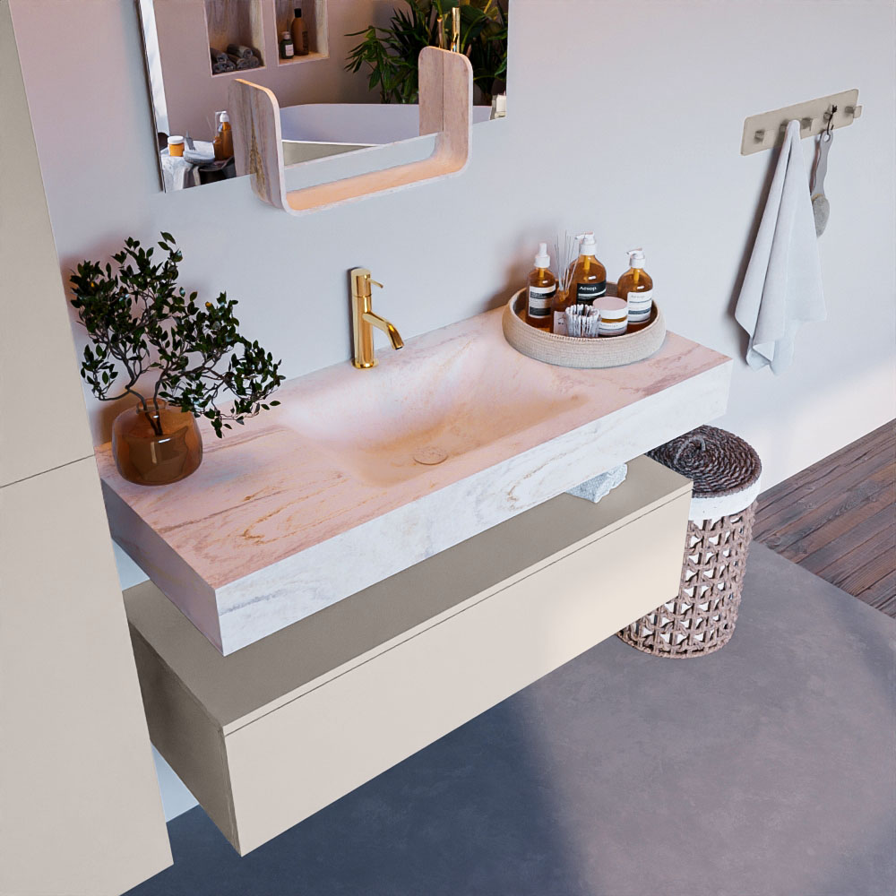 MONDIAZ ALAN-DLUX 110cm mueble de baño Linen 1 cajón. Lavabo CLOUD Centro 1 orificio color Ostra. 1 MONDIAZ ALAN-DLUX 110cm mueble de baño Linen 1 cajón. Lavabo CLOUD Centro 1 orificio color Ostra.