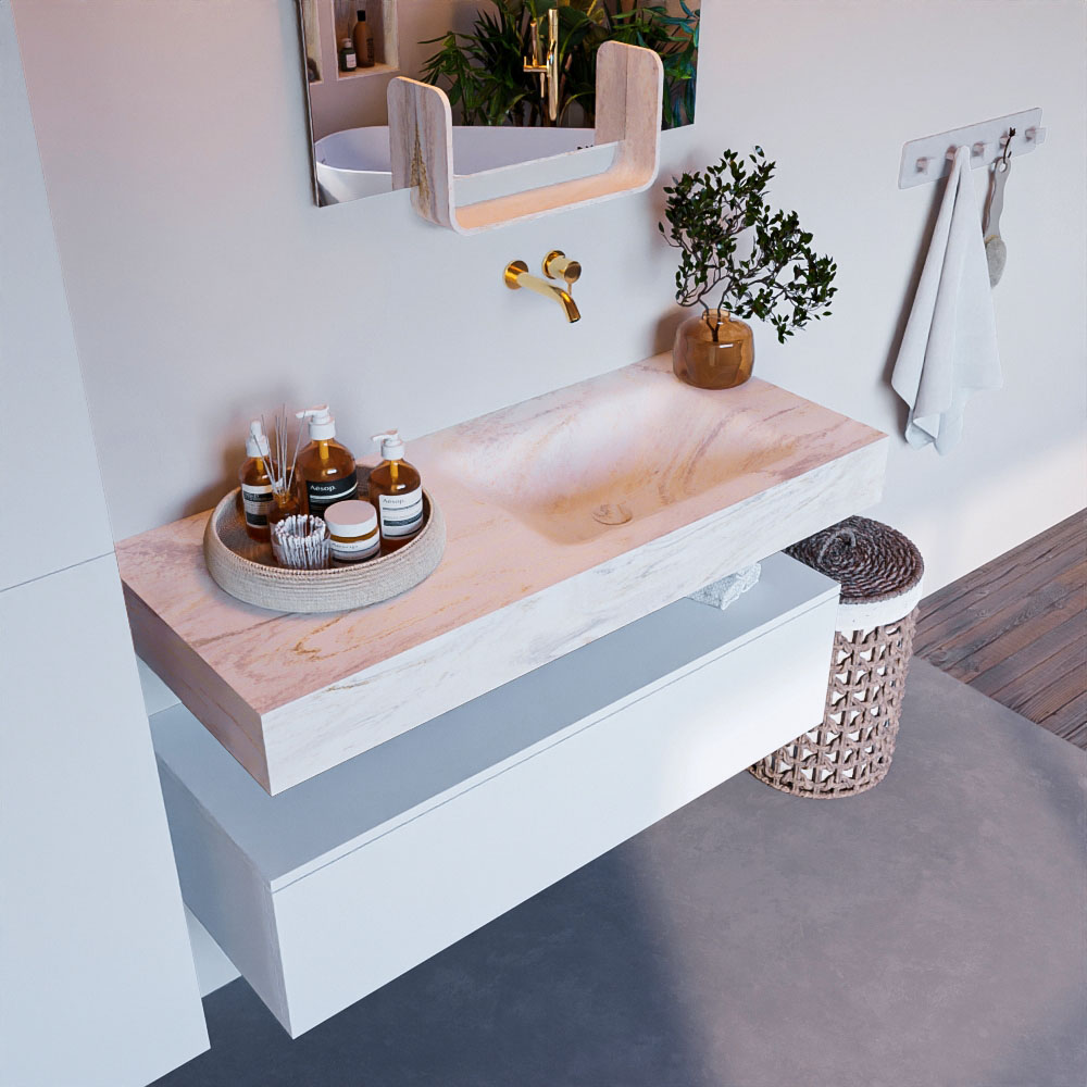 MONDIAZ ALAN-DLUX 110cm mueble de baño Talc 1 cajón. Lavabo CLOUD Derecho sin orificios color Ostra. 1 MONDIAZ ALAN-DLUX 110cm mueble de baño Talc 1 cajón. Lavabo CLOUD Derecho sin orificios color Ostra.
