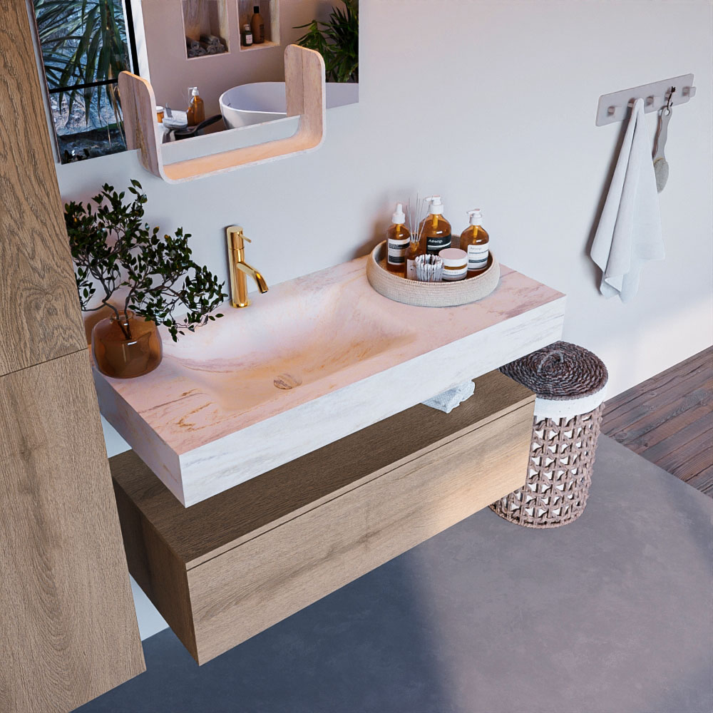 MONDIAZ ALAN-DLUX 100cm mueble de baño Washed Oak 1 cajón. Lavabo CLOUD Izquierda 1 orificio color Ostra. 1 MONDIAZ ALAN-DLUX 100cm mueble de baño Washed Oak 1 cajón. Lavabo CLOUD Izquierda 1 orificio color Ostra.