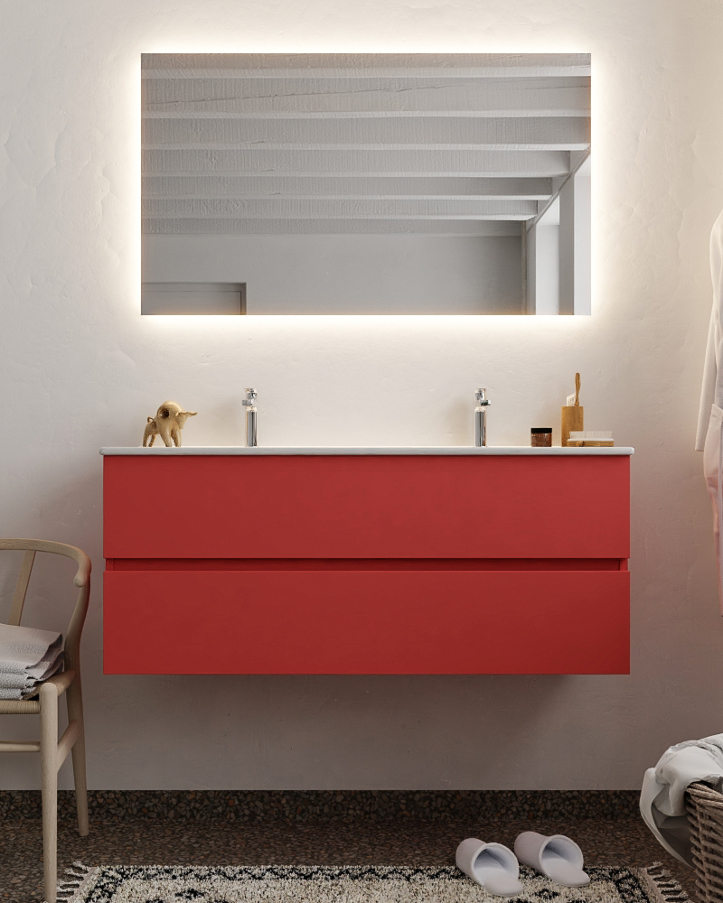 MONDIAZ VICA 120cm mueble de baño Fire 2 cajones lavabo DENIA Doble 2 orificios con espejo LED. 3 MONDIAZ VICA 120cm mueble de baño Fire 2 cajones lavabo DENIA Doble 2 orificios con espejo LED. - Imagen 3