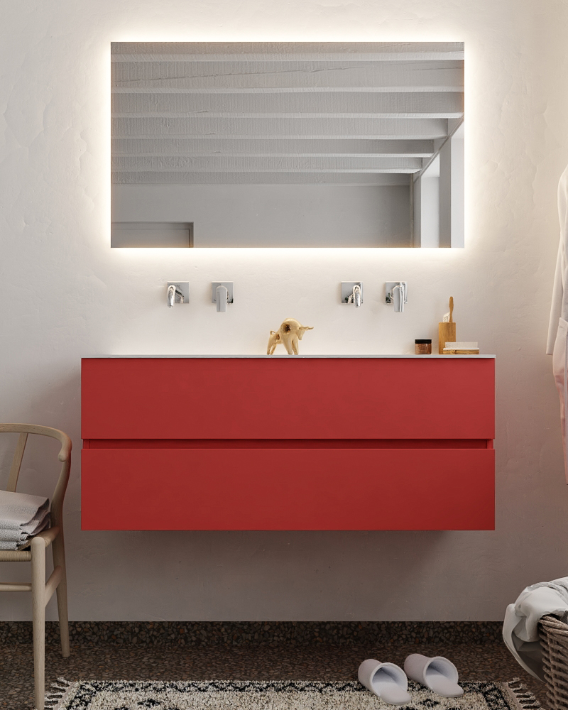 MONDIAZ VICA 120cm mueble de baño Fire 2 cajones lavabo CLOUD Doble sin orificio con espejo LED. 3 MONDIAZ VICA 120cm mueble de baño Fire 2 cajones lavabo CLOUD Doble sin orificio con espejo LED. - Imagen 3