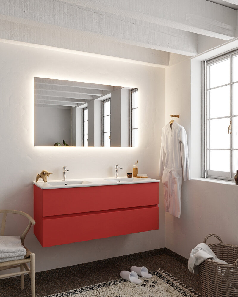 MONDIAZ VICA 120cm mueble de baño Fire 2 cajones lavabo DENIA Doble 2 orificios con espejo LED. 2 MONDIAZ VICA 120cm mueble de baño Fire 2 cajones lavabo DENIA Doble 2 orificios con espejo LED. - Imagen 2