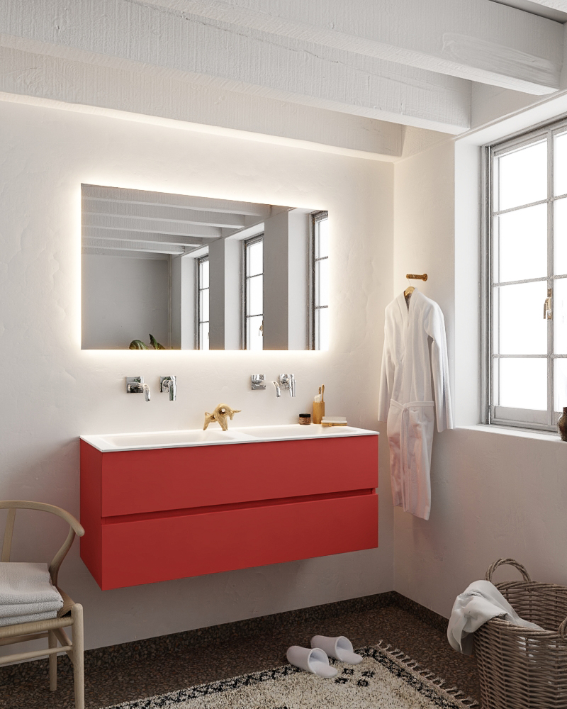 MONDIAZ VICA 120cm mueble de baño Fire 2 cajones lavabo CLOUD Doble sin orificio con espejo LED. 2 MONDIAZ VICA 120cm mueble de baño Fire 2 cajones lavabo CLOUD Doble sin orificio con espejo LED. - Imagen 2