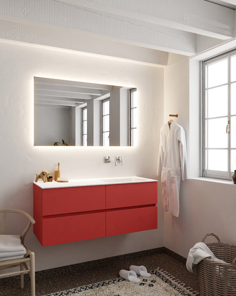 MONDIAZ VICA 120cm mueble de baño Fire 4 cajones lavabo CLOUD Derecho sin orificio con espejo LED. 2 MONDIAZ VICA 120cm mueble de baño Fire 4 cajones lavabo CLOUD Derecho sin orificio con espejo LED. - Imagen 2