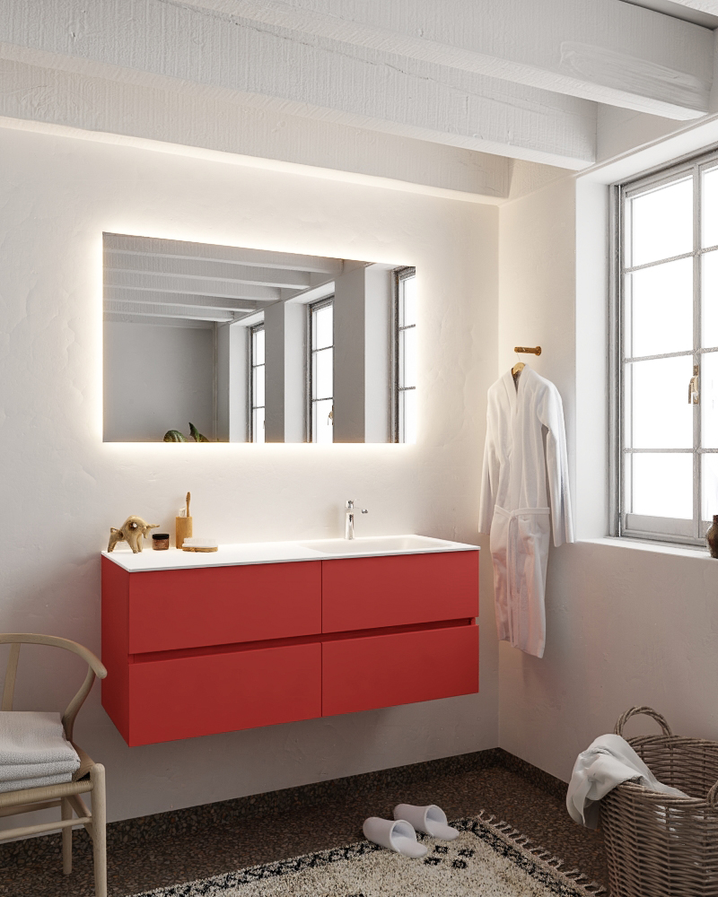 MONDIAZ VICA 120cm mueble de baño Fire 4 cajones lavabo CLOUD Derecho 1 orificio con espejo LED. 2 MONDIAZ VICA 120cm mueble de baño Fire 4 cajones lavabo CLOUD Derecho 1 orificio con espejo LED. - Imagen 2