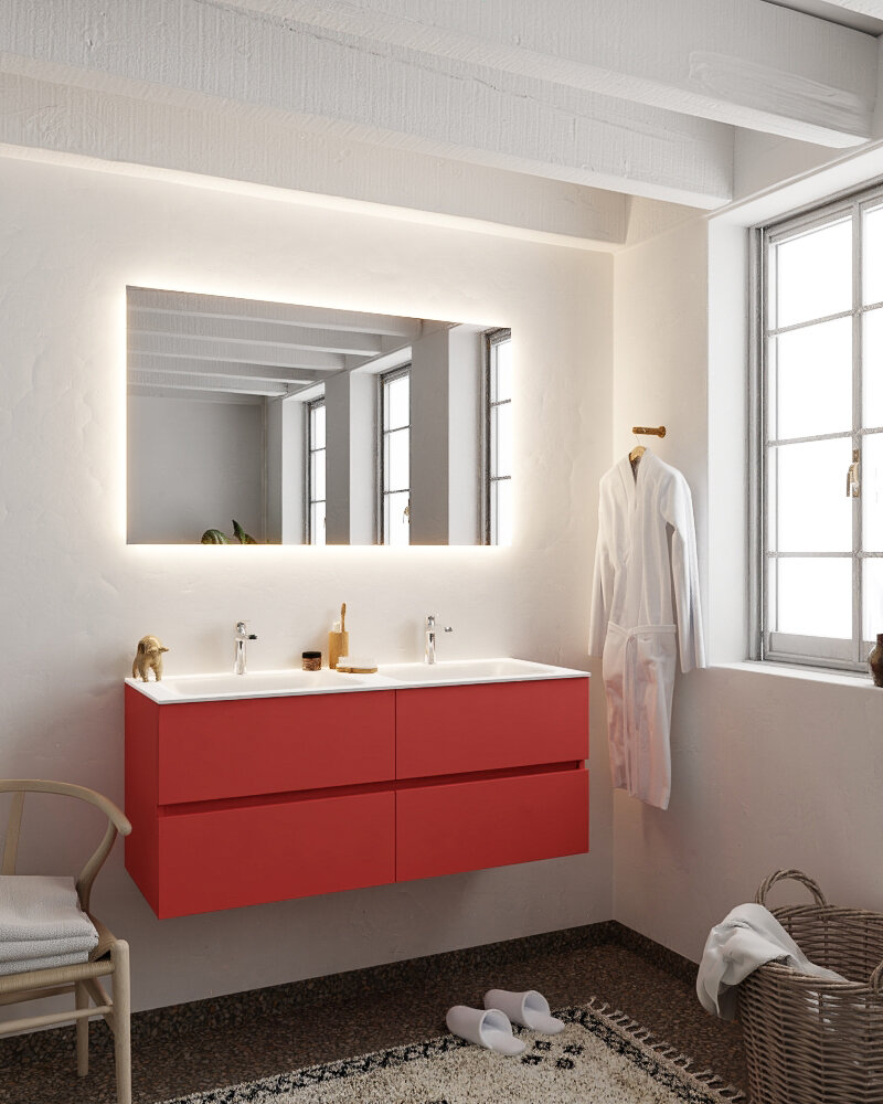 MONDIAZ VICA 120cm mueble de baño Fire 4 cajones lavabo CLOUD Doble 2 orificios con espejo LED. 2 MONDIAZ VICA 120cm mueble de baño Fire 4 cajones lavabo CLOUD Doble 2 orificios con espejo LED. - Imagen 2