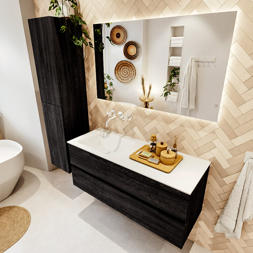 MONDIAZ VICA 120cm mueble de baño Antracite 2 cajones. Lavabo CLOUD Izquierda sin orificio color Talc con espejo LED. 1 MONDIAZ VICA 120cm mueble de baño Antracite 2 cajones. Lavabo CLOUD Izquierda sin orificio color Talc con espejo LED.