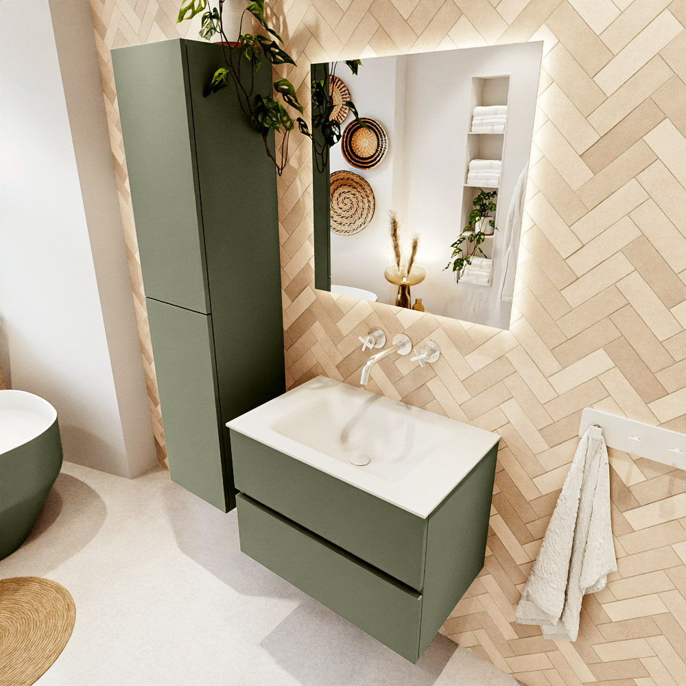 MONDIAZ VICA 70cm mueble de baño Army 2 cajones. Lavabo CLOUD Centro sin orificio color Talc con espejo LED. 1 MONDIAZ VICA 70cm mueble de baño Army 2 cajones. Lavabo CLOUD Centro sin orificio color Talc con espejo LED.