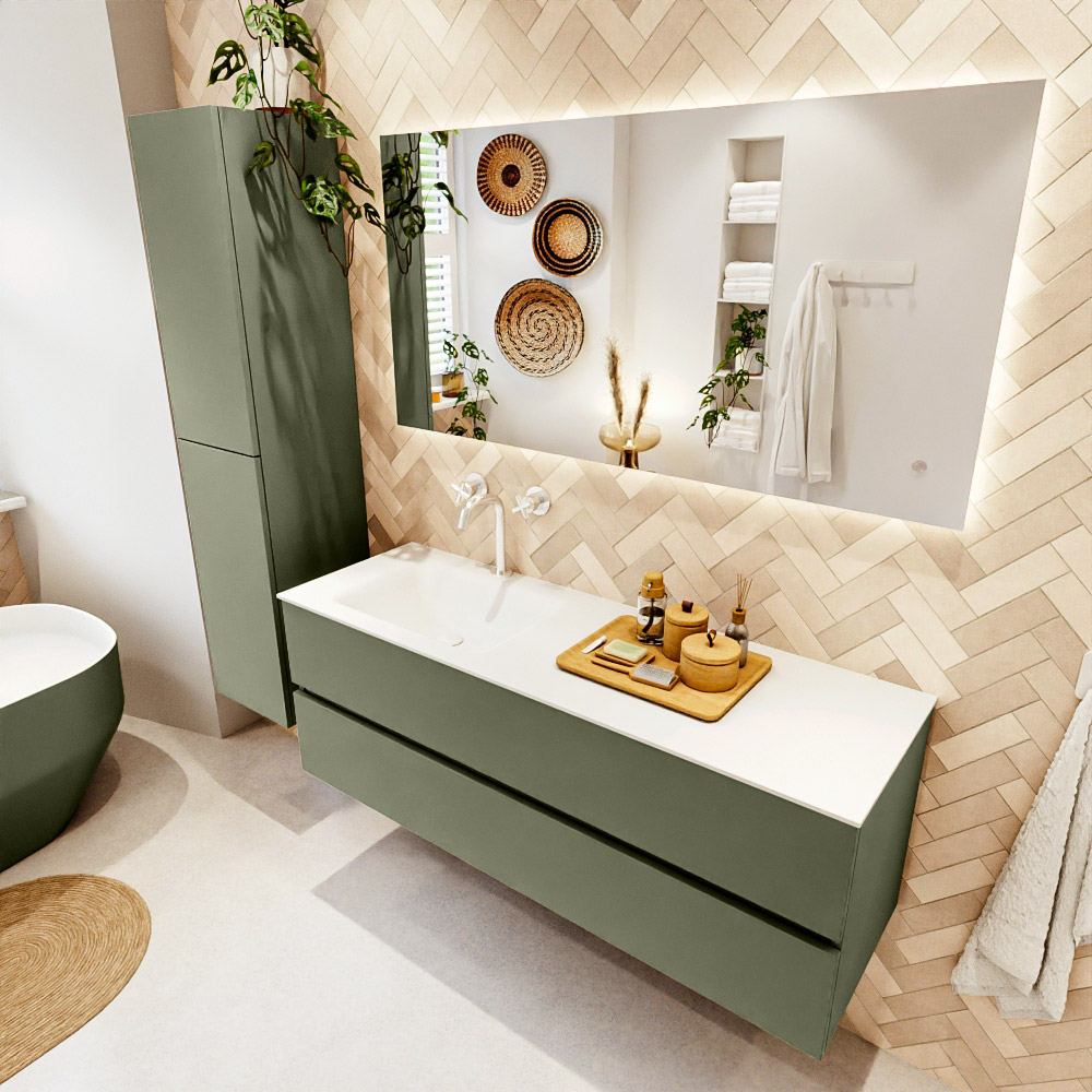 MONDIAZ VICA 140cm mueble de baño Army 2 cajones. Lavabo CLOUD Izquierda 1 orificio color Talc con espejo LED. 1 MONDIAZ VICA 140cm mueble de baño Army 2 cajones. Lavabo CLOUD Izquierda 1 orificio color Talc con espejo LED.