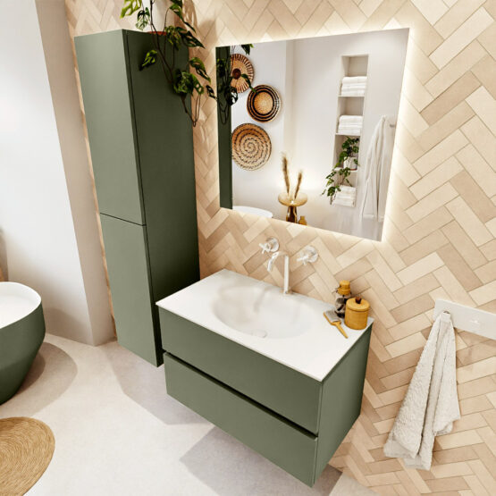 MONDIAZ VICA 80cm mueble de baño Army 2 cajones. Lavabo MOON Centro 1 orificio