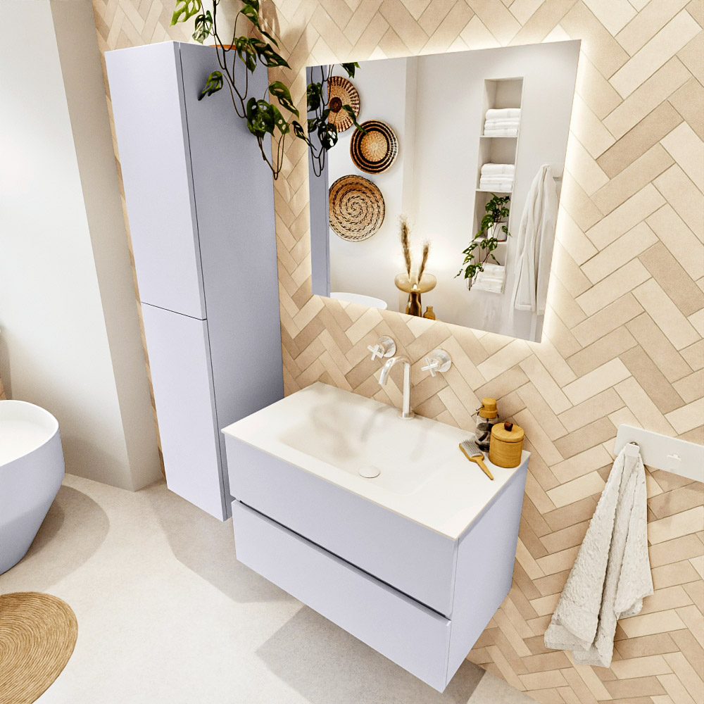 MONDIAZ VICA 80cm mueble de baño Cale 2 cajones. Lavabo CLOUD Centro 1 orificio, color Talc. 1 MONDIAZ VICA 80cm mueble de baño Cale 2 cajones. Lavabo CLOUD Centro 1 orificio