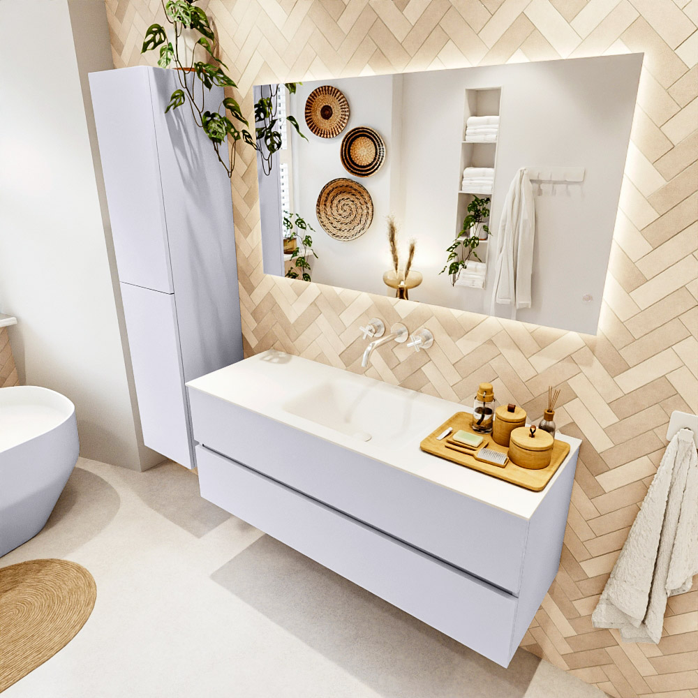 MONDIAZ VICA 130cm mueble de baño Cale 2 cajones. Lavabo CLOUD Centro sin orificio color Talc con espejo LED. 1 MONDIAZ VICA 130cm mueble de baño Cale 2 cajones. Lavabo CLOUD Centro sin orificio color Talc con espejo LED.