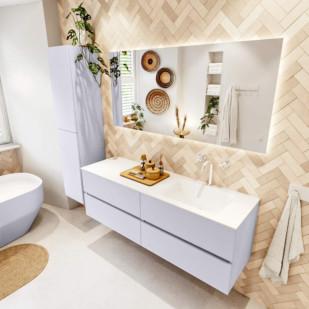 MONDIAZ VICA 150cm mueble de baño Cale 4 cajones. Lavabo CLOUD Derecho 1 orificio color Talc con espejo LED. 1 MONDIAZ VICA 150cm mueble de baño Cale 4 cajones. Lavabo CLOUD Derecho 1 orificio color Talc con espejo LED.