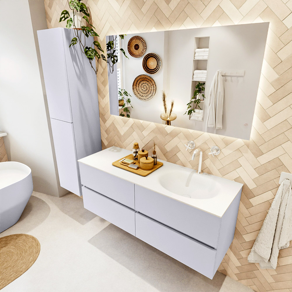 MONDIAZ VICA 130cm mueble de baño Cale 4 cajones. Lavabo MOON Derecho 1 orificio color Talc con espejo LED. 1 MONDIAZ VICA 130cm mueble de baño Cale 4 cajones. Lavabo MOON Derecho 1 orificio color Talc con espejo LED.