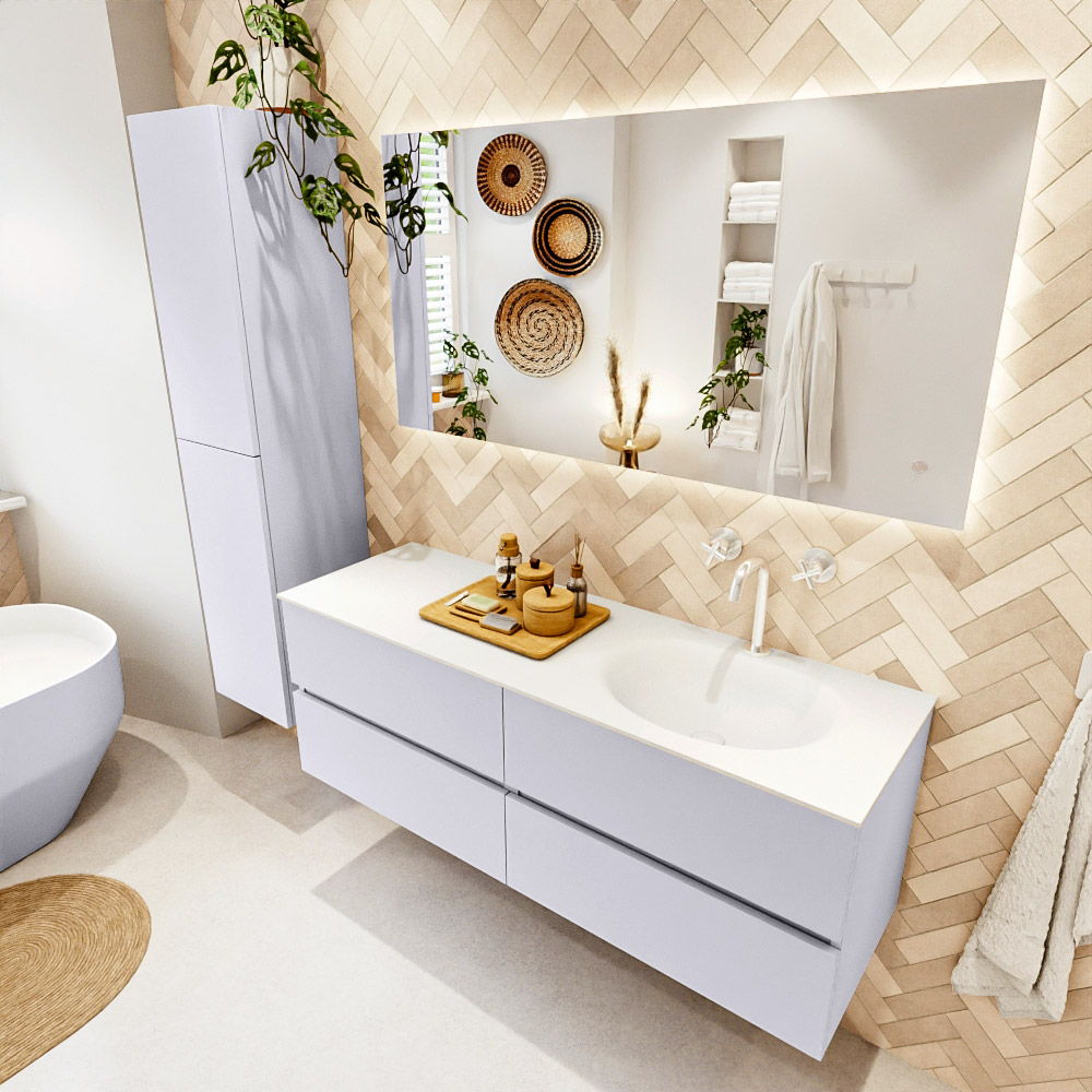 MONDIAZ VICA 140cm mueble de baño Cale 4 cajones. Lavabo MOON Derecho 1 orificio color Talc con espejo LED. 1 MONDIAZ VICA 140cm mueble de baño Cale 4 cajones. Lavabo MOON Derecho 1 orificio color Talc con espejo LED.
