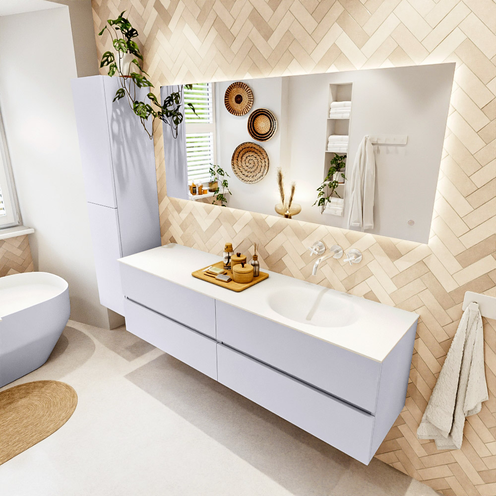 MONDIAZ VICA 170cm mueble de baño Cale 4 cajones. Lavabo MOON Derecho sin orificio color Talc con espejo LED. 1 MONDIAZ VICA 170cm mueble de baño Cale 4 cajones. Lavabo MOON Derecho sin orificio color Talc con espejo LED.