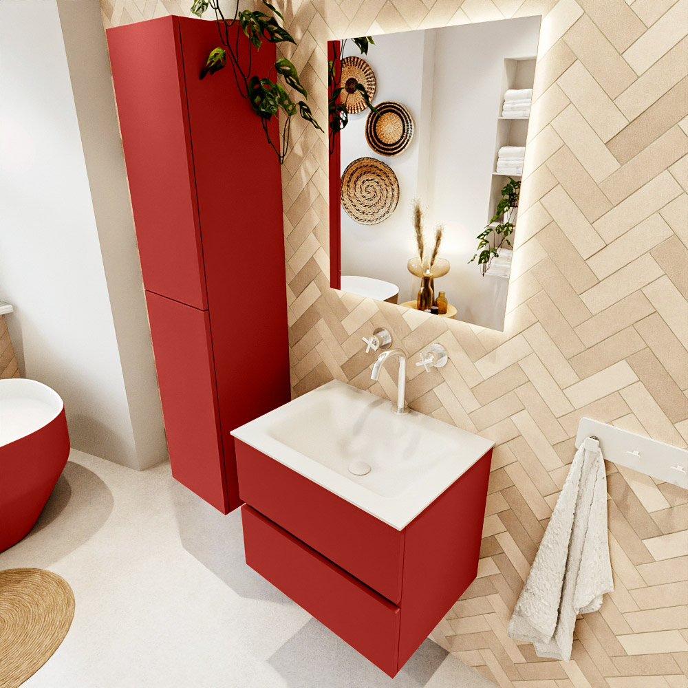 MONDIAZ VICA 60cm mueble de baño Fire 2 cajones. Lavabo CLOUD Centro 1 orificio color Talc con espejo LED. 1 MONDIAZ VICA 60cm mueble de baño Fire 2 cajones. Lavabo CLOUD Centro 1 orificio color Talc con espejo LED.