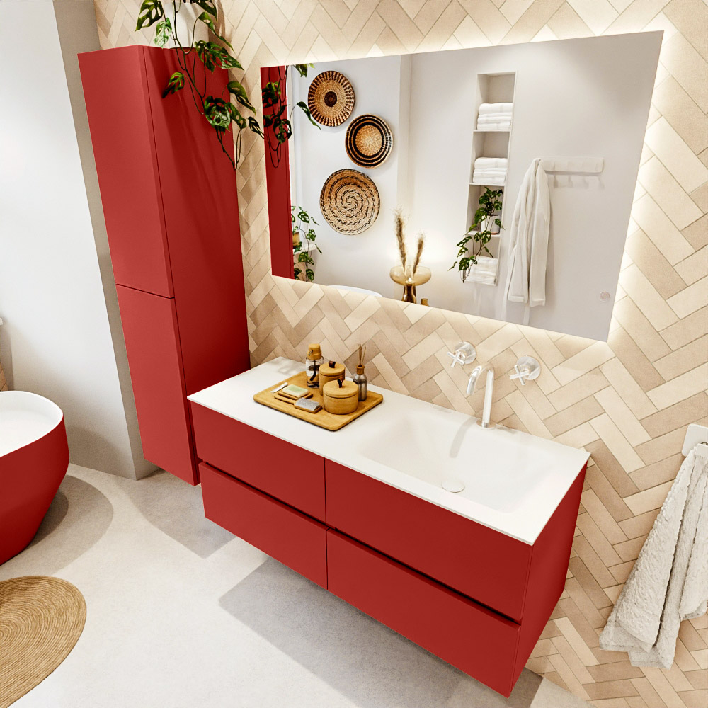MONDIAZ VICA 120cm mueble de baño Fire 4 cajones. Lavabo CLOUD Derecho 1 orificio color Talc con espejo LED. 1 MONDIAZ VICA 120cm mueble de baño Fire 4 cajones. Lavabo CLOUD Derecho 1 orificio color Talc con espejo LED.