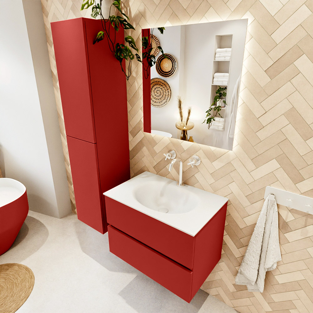 MONDIAZ VICA 70cm mueble de baño Fire 2 cajones. Lavabo MOON Centro 1 orificio color Talc con espejo LED. 1 MONDIAZ VICA 70cm mueble de baño Fire 2 cajones. Lavabo MOON Centro 1 orificio color Talc con espejo LED.
