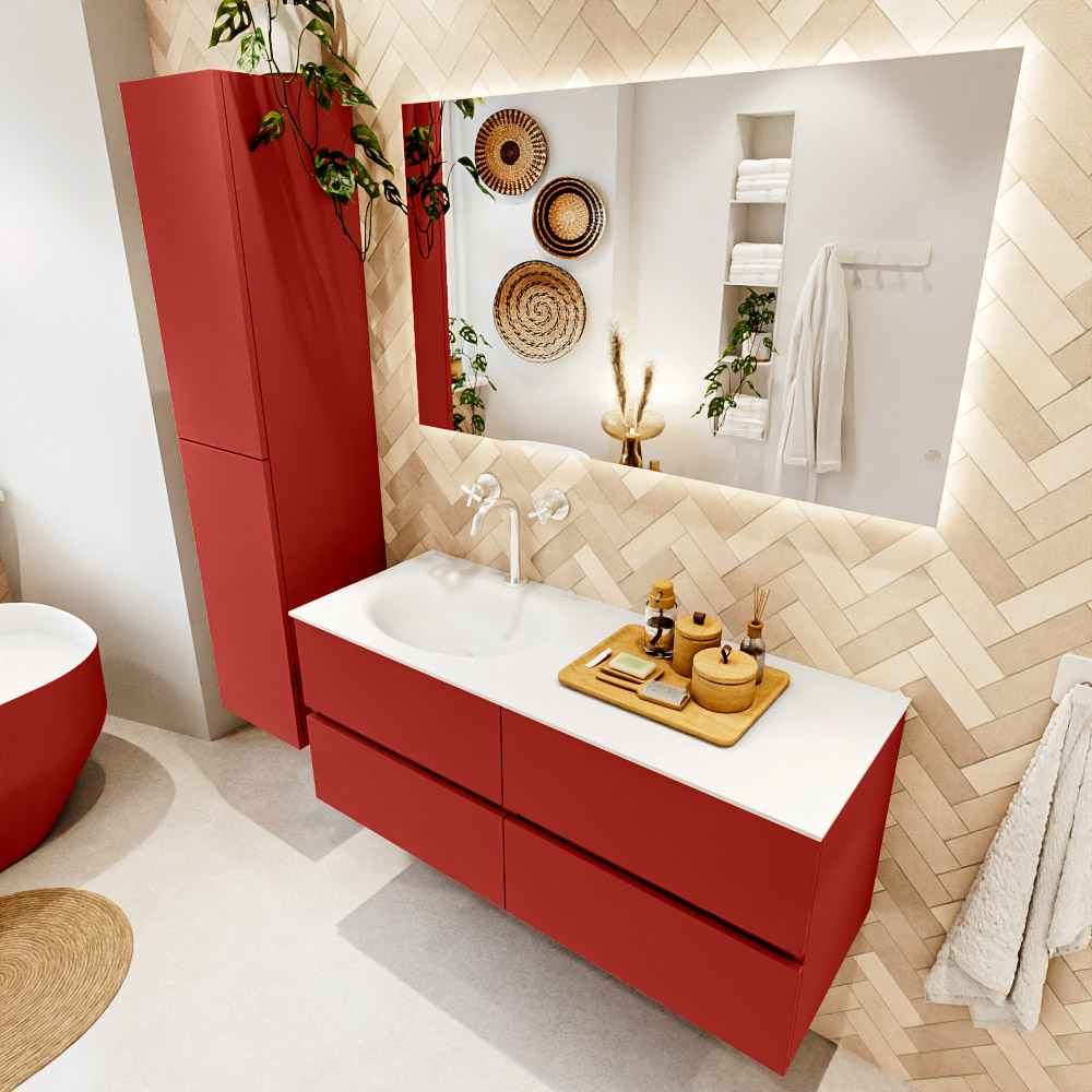MONDIAZ VICA 120cm mueble de baño Fire 4 cajones. Lavabo MOON Izquierda 1 orificio color Talc con espejo LED. 1 MONDIAZ VICA 120cm mueble de baño Fire 4 cajones. Lavabo MOON Izquierda 1 orificio color Talc con espejo LED.