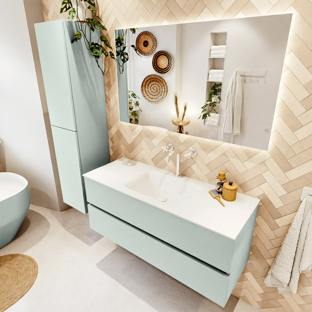 MONDIAZ VICA 120cm mueble de baño Greey 2 cajones. Lavabo CLOUD Centro 1 orificio color Talc con espejo LED. 1 MONDIAZ VICA 120cm mueble de baño Greey 2 cajones. Lavabo CLOUD Centro 1 orificio color Talc con espejo LED.