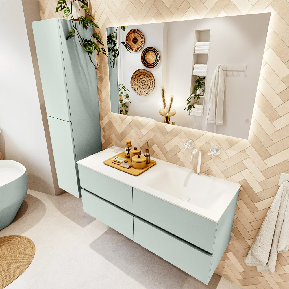 MONDIAZ VICA 120cm mueble de baño Greey 4 cajones. Lavabo CLOUD Derecho 1 orificio color Talc con espejo LED. 1 MONDIAZ VICA 120cm mueble de baño Greey 4 cajones. Lavabo CLOUD Derecho 1 orificio color Talc con espejo LED.