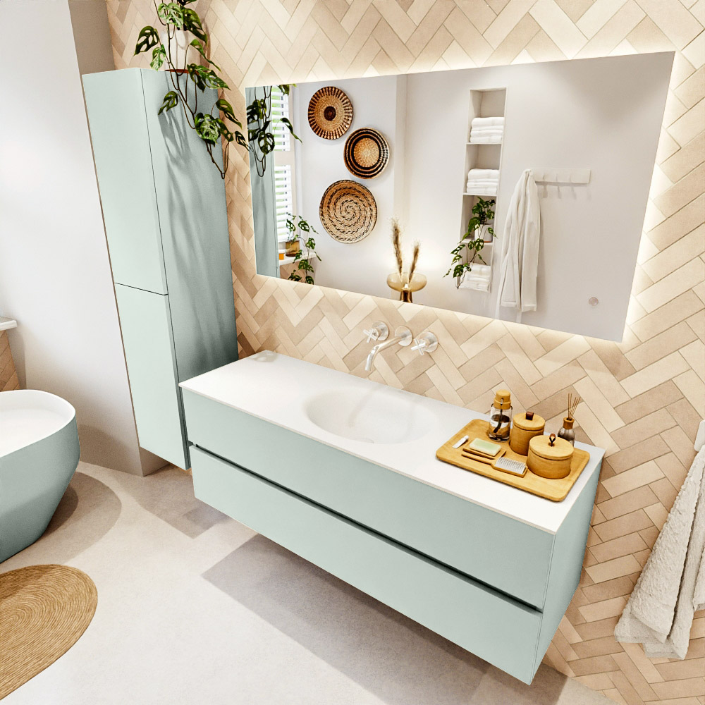 MONDIAZ VICA 140cm mueble de baño Greey 2 cajones. Lavabo MOON Centro sin orificio color Talc con espejo LED. 1 MONDIAZ VICA 140cm mueble de baño Greey 2 cajones. Lavabo MOON Centro sin orificio color Talc con espejo LED.