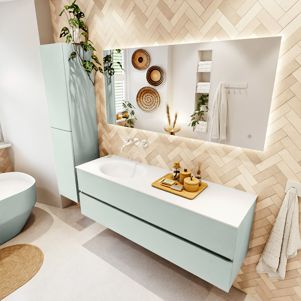MONDIAZ VICA 150cm mueble de baño Greey 2 cajones. Lavabo MOON Izquierda sin orificio color Talc con espejo LED. 1 MONDIAZ VICA 150cm mueble de baño Greey 2 cajones. Lavabo MOON Izquierda sin orificio color Talc con espejo LED.