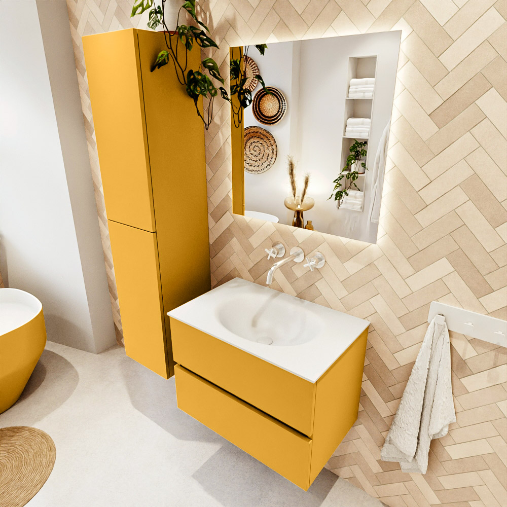 MONDIAZ VICA 70cm mueble de baño Ocher 2 cajones. Lavabo MOON Centro sin orificio color Talc con espejo LED. 1 MONDIAZ VICA 70cm mueble de baño Ocher 2 cajones. Lavabo MOON Centro sin orificio color Talc con espejo LED.