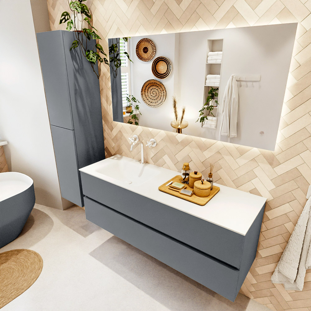 MONDIAZ VICA 140cm mueble de baño Plata 2 cajones. Lavabo CLOUD Izquierda 1 orificio color Talc con espejo LED. 1 MONDIAZ VICA 140cm mueble de baño Plata 2 cajones. Lavabo CLOUD Izquierda 1 orificio color Talc con espejo LED.