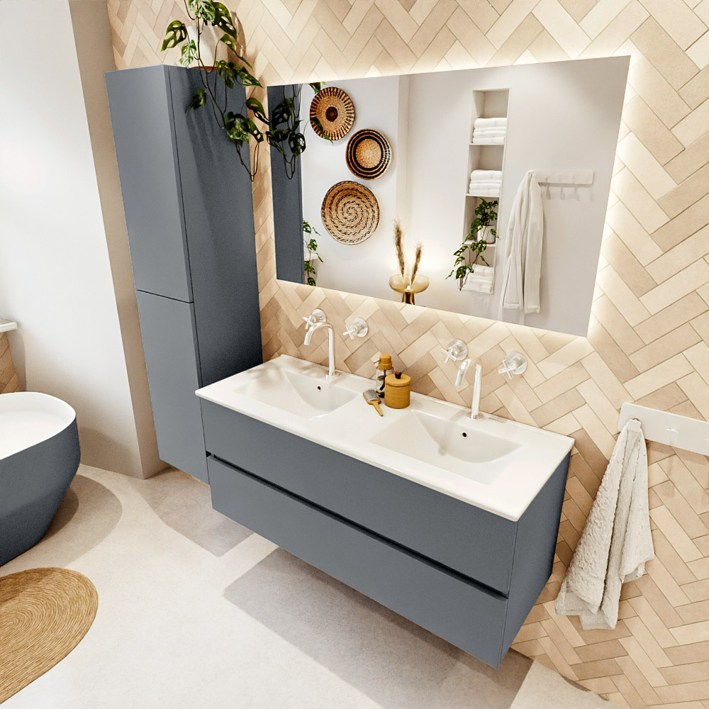 MONDIAZ VICA 120cm mueble de baño Plata 2 cajones. Lavabo DENIA Doble 2 orificios color Blanco brillo con espejo LED. 1 MONDIAZ VICA 120cm mueble de baño Plata 2 cajones. Lavabo DENIA Doble 2 orificios color Blanco brillo con espejo LED.
