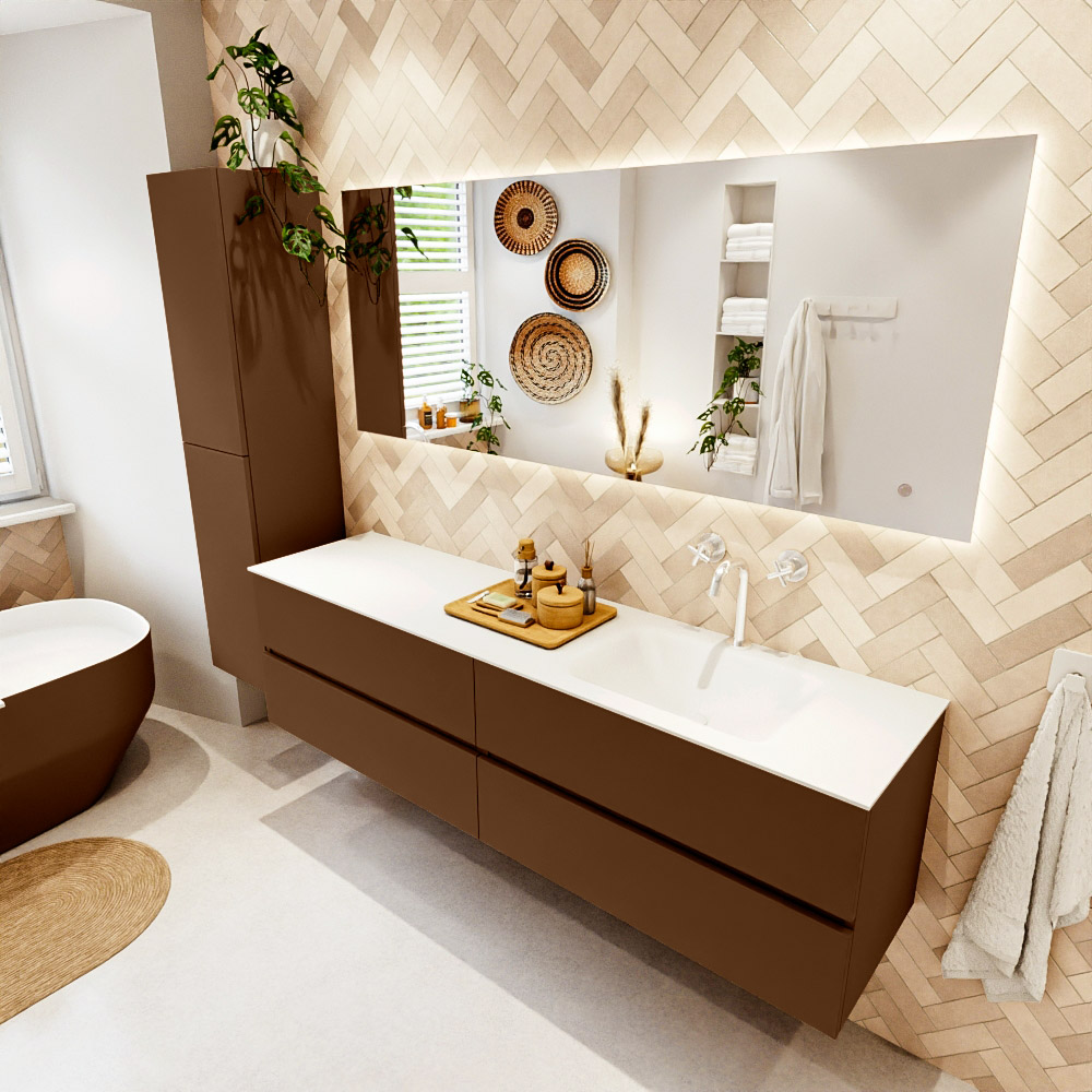 MONDIAZ VICA 180cm mueble de baño Rust 4 cajones. Lavabo CLOUD Derecho 1 orificio color Talc con espejo LED. 1 MONDIAZ VICA 180cm mueble de baño Rust 4 cajones. Lavabo CLOUD Derecho 1 orificio color Talc con espejo LED.