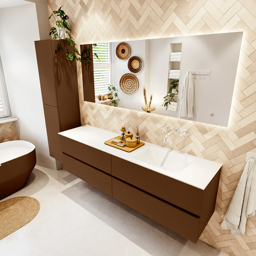 MONDIAZ VICA 180cm mueble de baño Rust 4 cajones. Lavabo CLOUD Derecho sin orificio color Talc con espejo LED. 1 MONDIAZ VICA 180cm mueble de baño Rust 4 cajones. Lavabo CLOUD Derecho sin orificio color Talc con espejo LED.