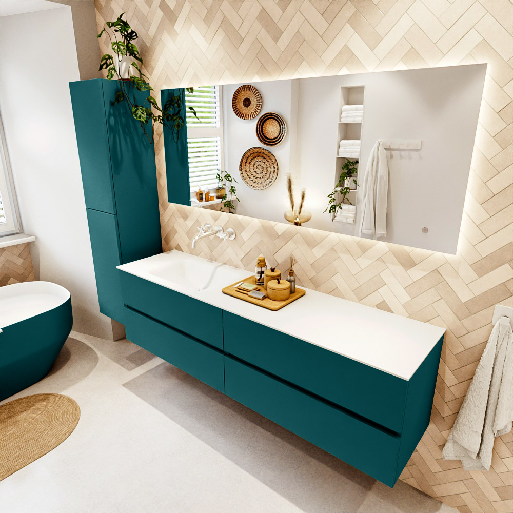 MONDIAZ VICA 180cm mueble de baño Smag 4 cajones. Lavabo CLOUD Izquierda sin orificio color Talc con espejo LED. 1 MONDIAZ VICA 180cm mueble de baño Smag 4 cajones. Lavabo CLOUD Izquierda sin orificio color Talc con espejo LED.
