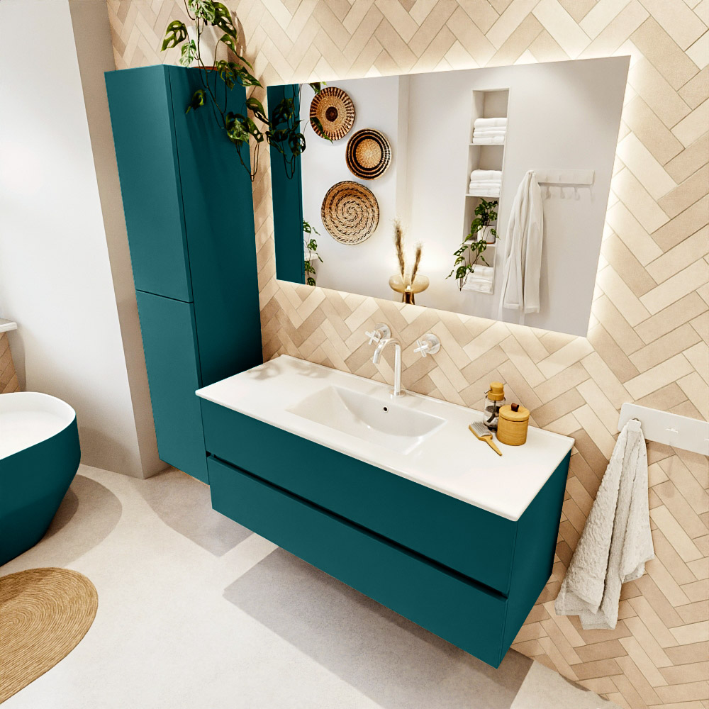 MONDIAZ VICA 120cm mueble de baño Smag 2 cajones. Lavabo DENIA Centro 1 orificio color Blanco brillo con espejo LED. 1 MONDIAZ VICA 120cm mueble de baño Smag 2 cajones. Lavabo DENIA Centro 1 orificio color Blanco brillo con espejo LED.