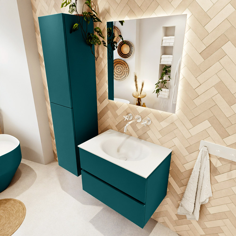 MONDIAZ VICA 70cm mueble de baño Smag 2 cajones. Lavabo MOON Centro sin orificio color Talc con espejo LED. 1 MONDIAZ VICA 70cm mueble de baño Smag 2 cajones. Lavabo MOON Centro sin orificio color Talc con espejo LED.