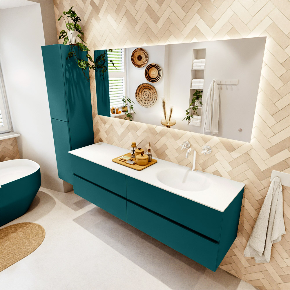 MONDIAZ VICA 170cm mueble de baño Smag 4 cajones. Lavabo MOON Derecho 1 orificio color Talc con espejo LED. 1 MONDIAZ VICA 170cm mueble de baño Smag 4 cajones. Lavabo MOON Derecho 1 orificio color Talc con espejo LED.