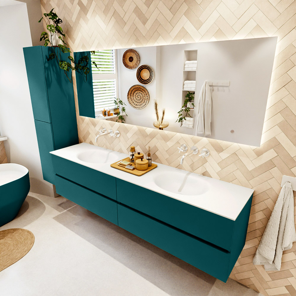 MONDIAZ VICA 200cm mueble de baño Smag 4 cajones. Lavabo MOON Doble sin orificio color Talc con espejo LED. 1 MONDIAZ VICA 200cm mueble de baño Smag 4 cajones. Lavabo MOON Doble sin orificio color Talc con espejo LED.