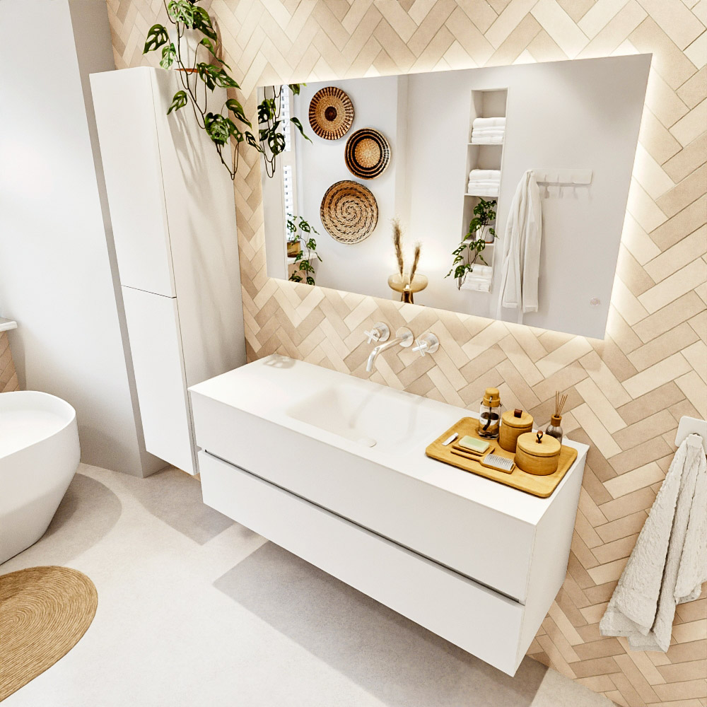 MONDIAZ VICA 130cm mueble de baño Talc 2 cajones. Lavabo CLOUD Centro sin orificio color Talc con espejo LED. 1 MONDIAZ VICA 130cm mueble de baño Talc 2 cajones. Lavabo CLOUD Centro sin orificio color Talc con espejo LED.