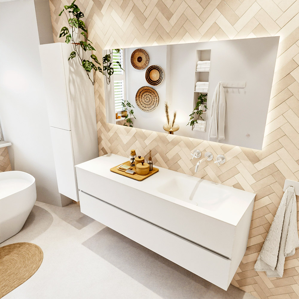 MONDIAZ VICA 150cm mueble de baño Talc 2 cajones. Lavabo CLOUD Derecho sin orificio color Talc con espejo LED. 1 MONDIAZ VICA 150cm mueble de baño Talc 2 cajones. Lavabo CLOUD Derecho sin orificio color Talc con espejo LED.