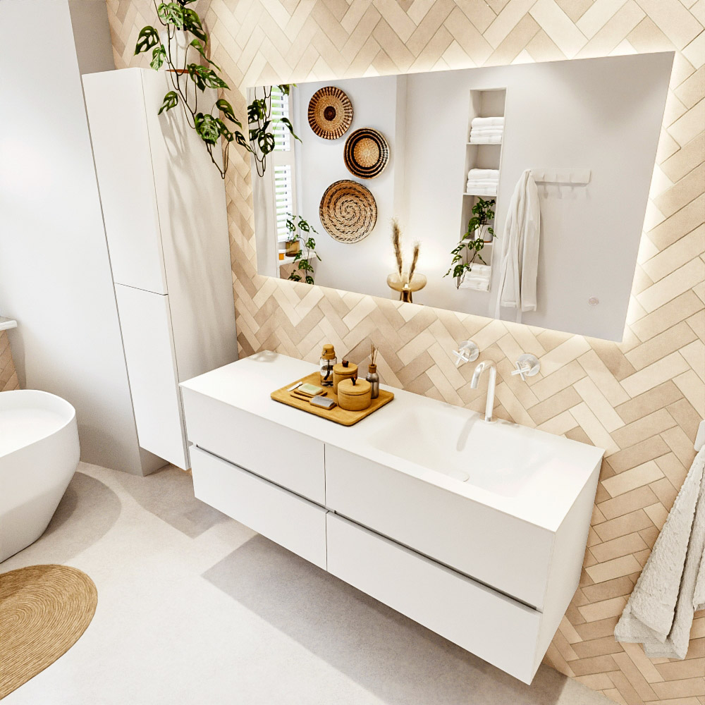 MONDIAZ VICA 140cm mueble de baño Talc 4 cajones. Lavabo CLOUD Derecho 1 orificio color Talc con espejo LED. 1 MONDIAZ VICA 140cm mueble de baño Talc 4 cajones. Lavabo CLOUD Derecho 1 orificio color Talc con espejo LED.