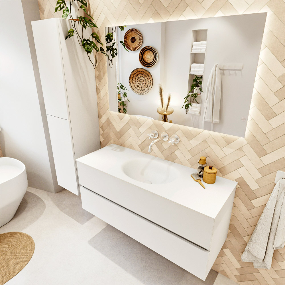 MONDIAZ VICA 120cm mueble de baño Talc 2 cajones. Lavabo MOON Centro sin orificio color Talc con espejo LED. 1 MONDIAZ VICA 120cm mueble de baño Talc 2 cajones. Lavabo MOON Centro sin orificio color Talc con espejo LED.