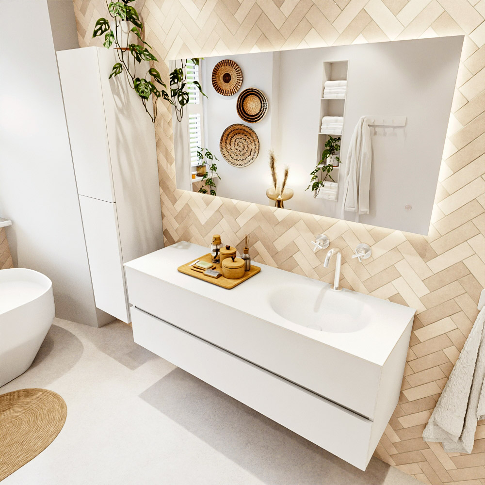 MONDIAZ VICA 140cm mueble de baño Talc 2 cajones. Lavabo MOON Derecho 1 orificio color Talc con espejo LED. 1 MONDIAZ VICA 140cm mueble de baño Talc 2 cajones. Lavabo MOON Derecho 1 orificio color Talc con espejo LED.