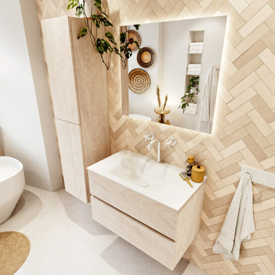 MONDIAZ VICA 80cm mueble de baño Underlayment 2 cajones. Lavabo CLOUD Centro 1 orificio