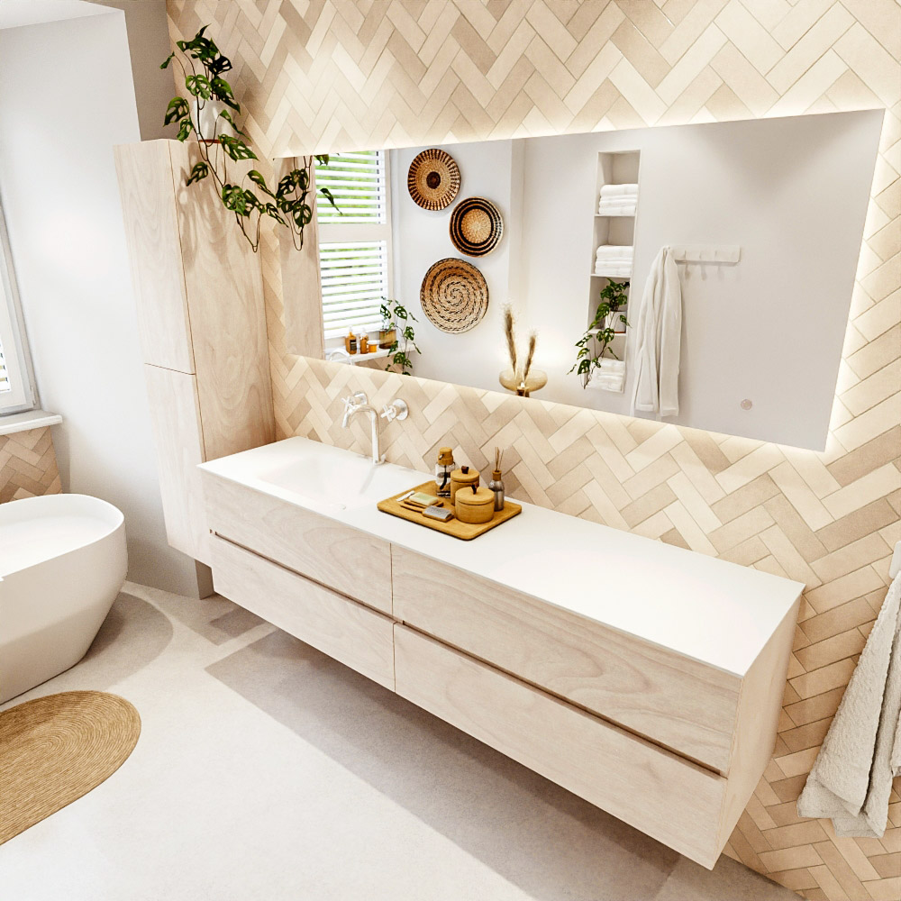 MONDIAZ VICA 190cm mueble de baño Underlayment 4 cajones. Lavabo CLOUD Izquierda 1 orificio color Talc con espejo LED. 1 MONDIAZ VICA 190cm mueble de baño Underlayment 4 cajones. Lavabo CLOUD Izquierda 1 orificio color Talc con espejo LED.
